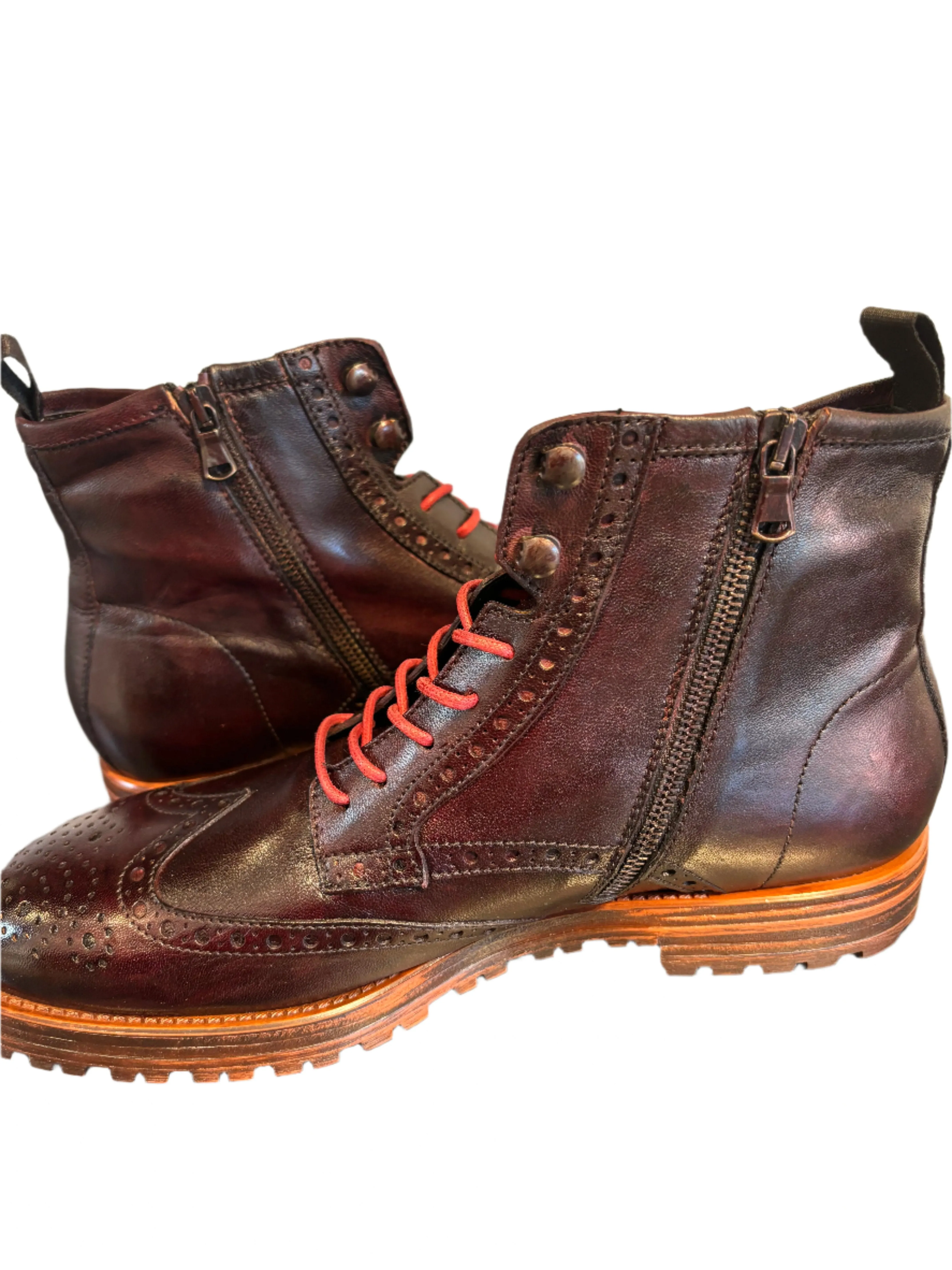 PRIME SHOES Dix Boots with contrasting lace | BORDEAUX
