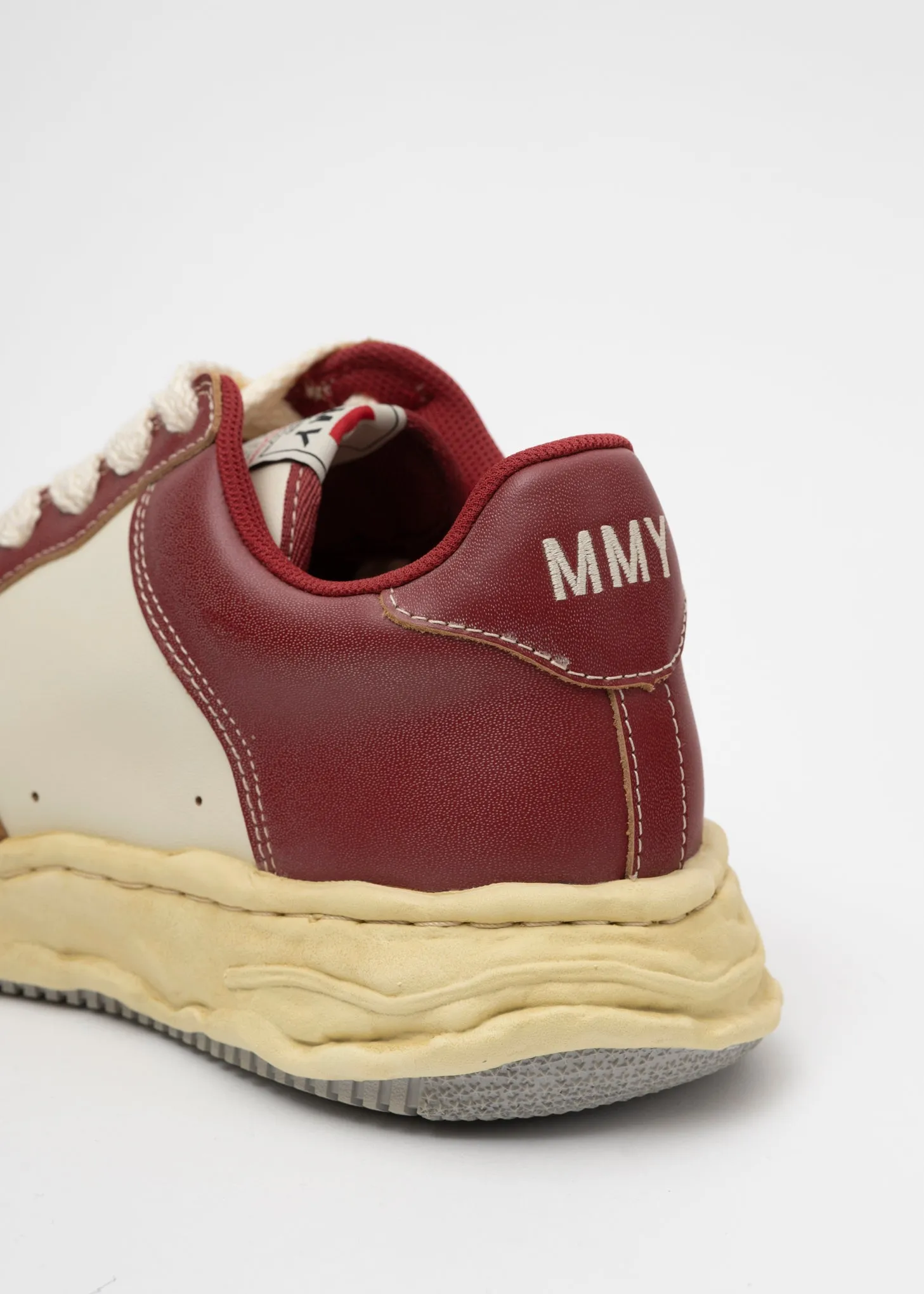 RED/WHT OG Sole Vintage Effect Leather Low-TopSneaker (WAYNE LOW)
