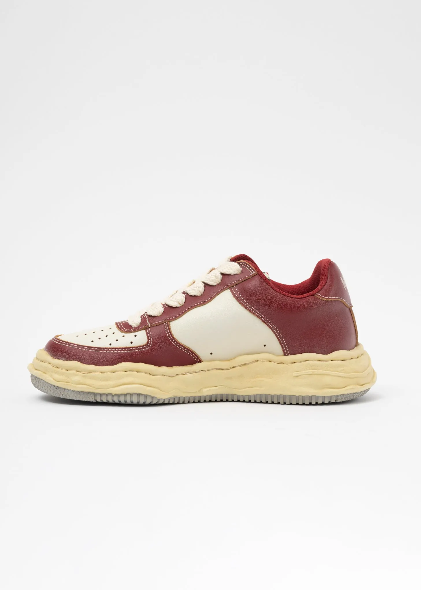 RED/WHT OG Sole Vintage Effect Leather Low-TopSneaker (WAYNE LOW)