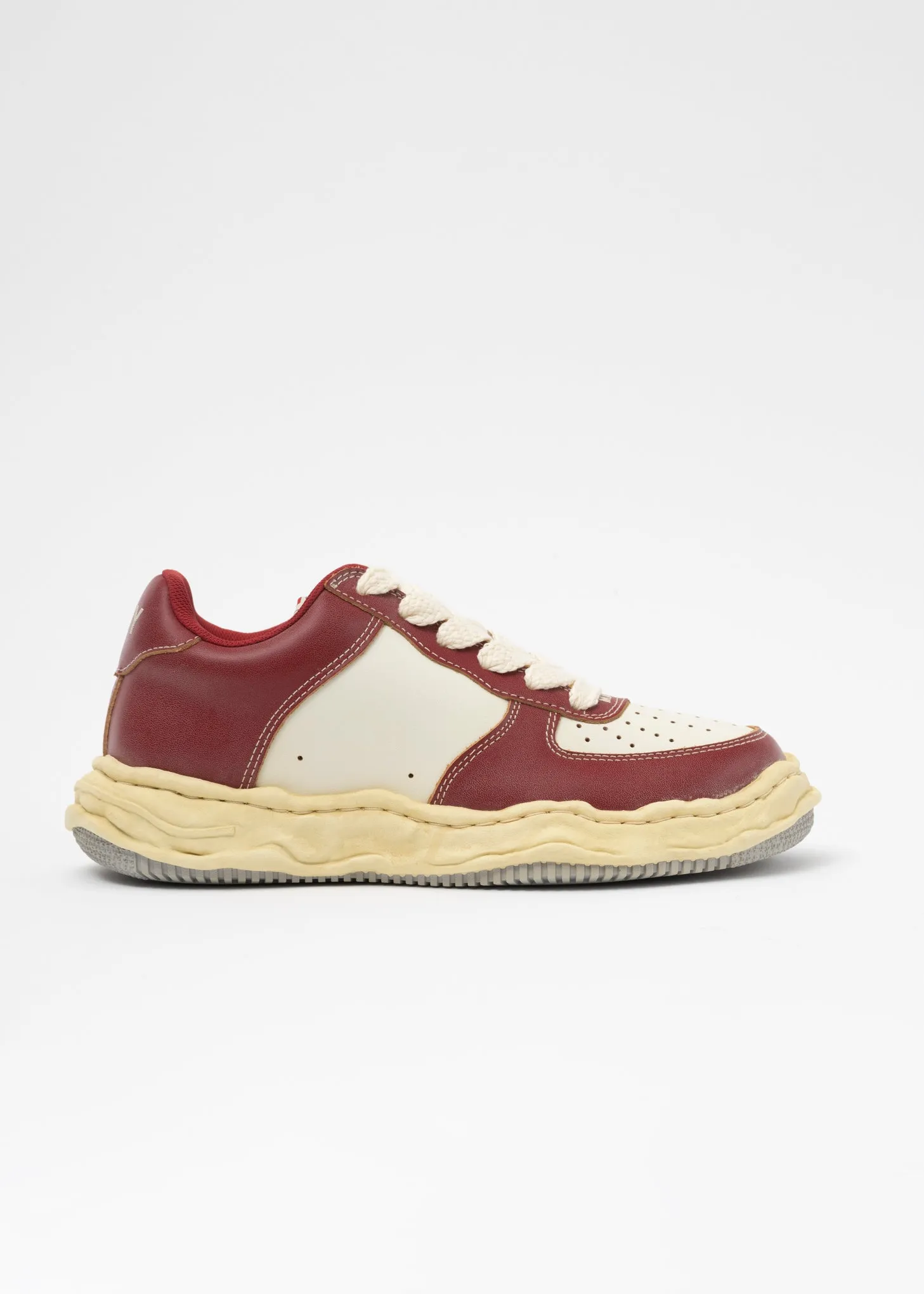 RED/WHT OG Sole Vintage Effect Leather Low-TopSneaker (WAYNE LOW)