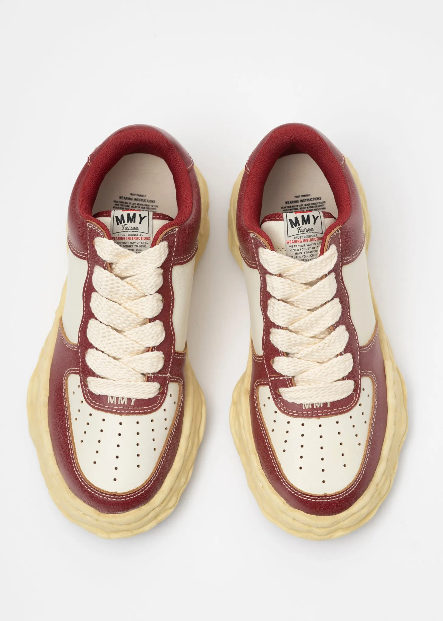 RED/WHT OG Sole Vintage Effect Leather Low-TopSneaker (WAYNE LOW)