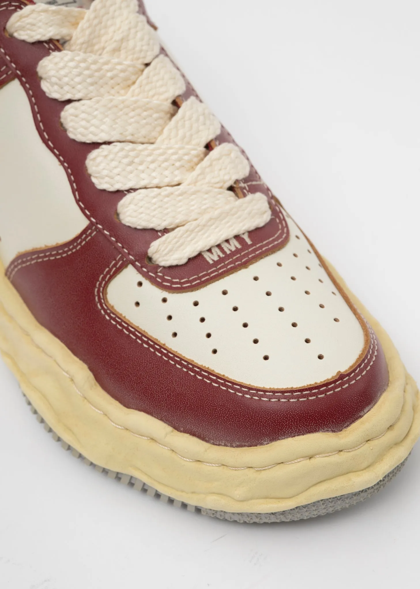 RED/WHT OG Sole Vintage Effect Leather Low-TopSneaker (WAYNE LOW)