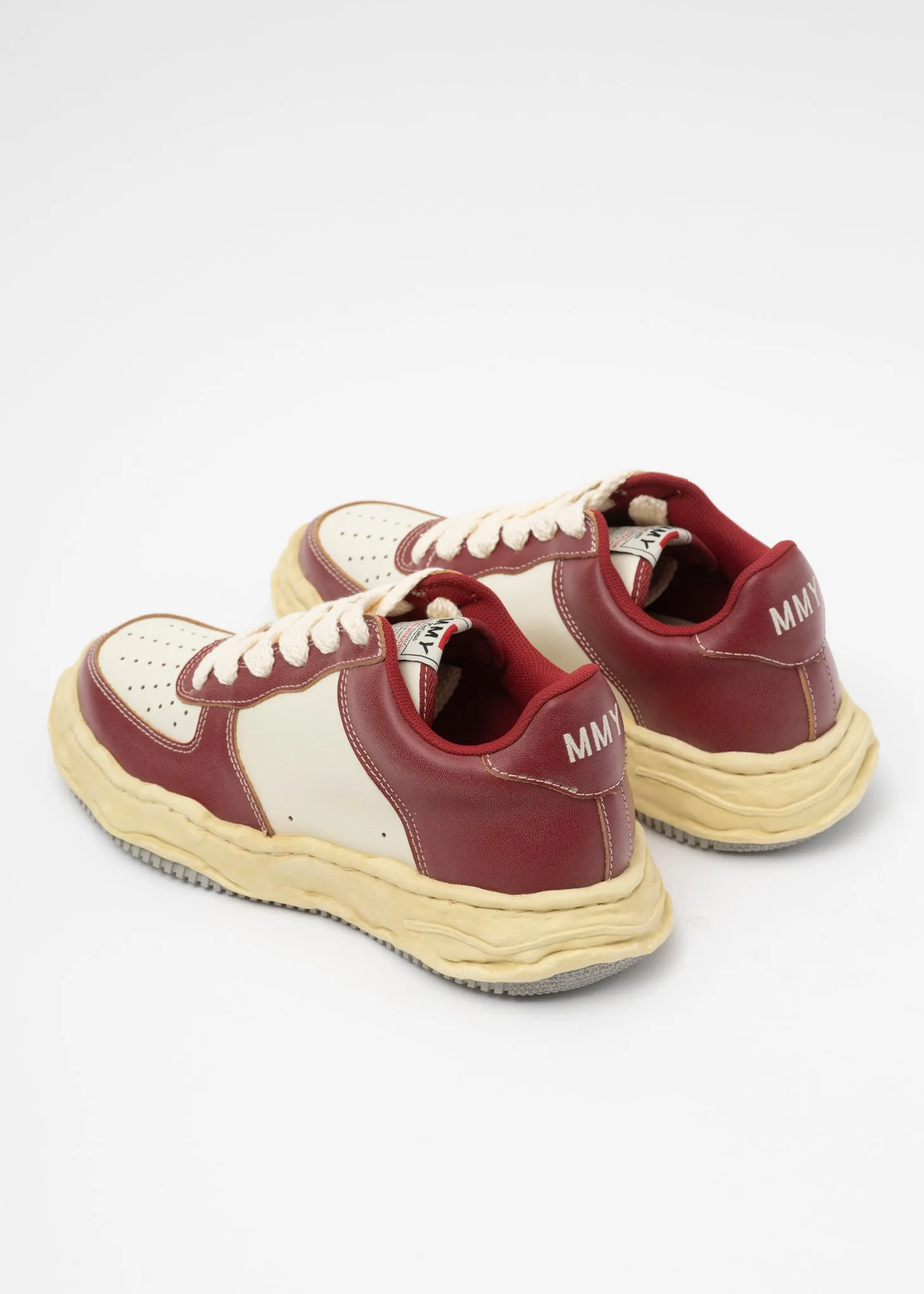 RED/WHT OG Sole Vintage Effect Leather Low-TopSneaker (WAYNE LOW)
