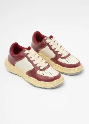 RED/WHT OG Sole Vintage Effect Leather Low-TopSneaker (WAYNE LOW)