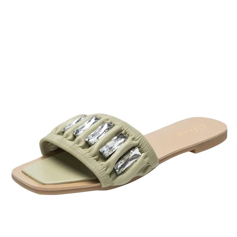 Rhinestone Leisure Flat Sandals
