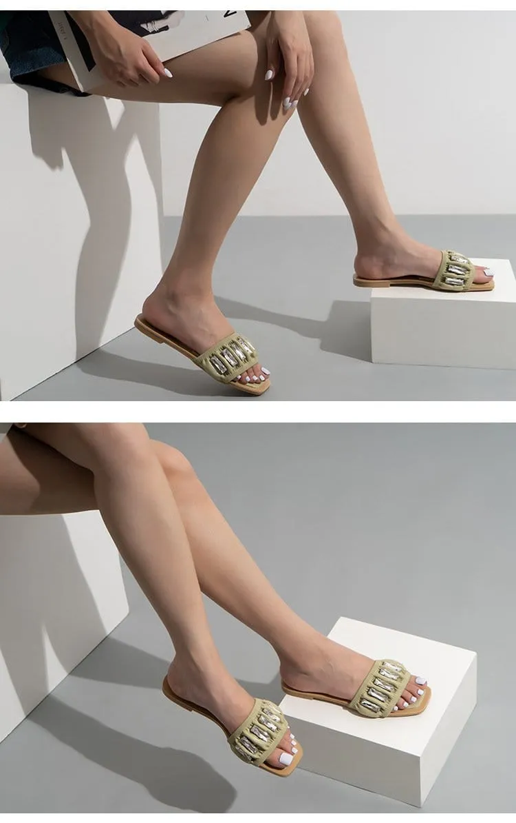 Rhinestone Leisure Flat Sandals