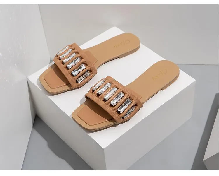 Rhinestone Leisure Flat Sandals