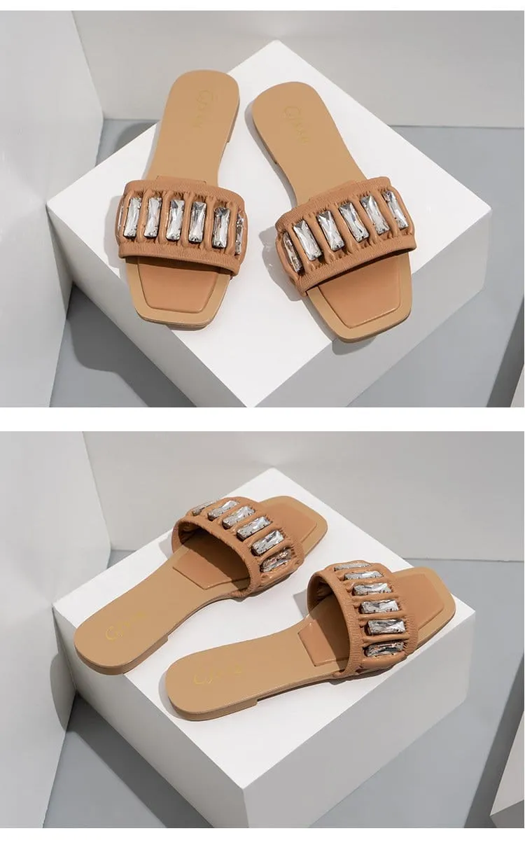 Rhinestone Leisure Flat Sandals