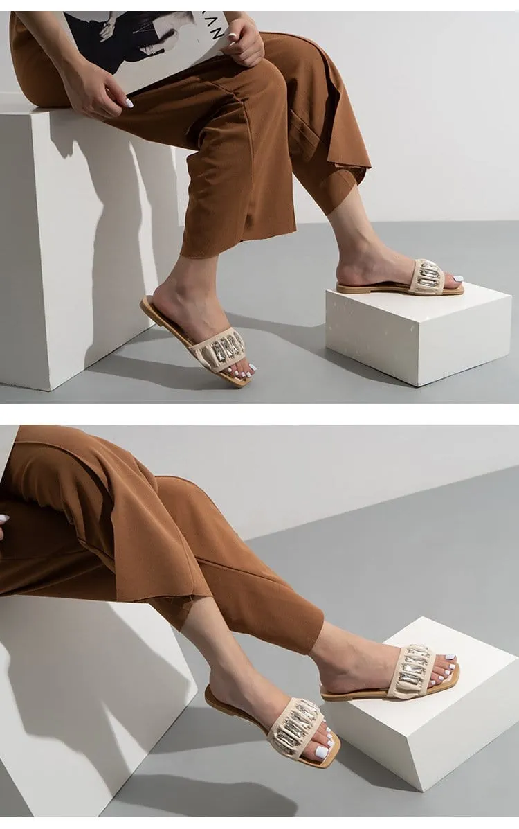 Rhinestone Leisure Flat Sandals