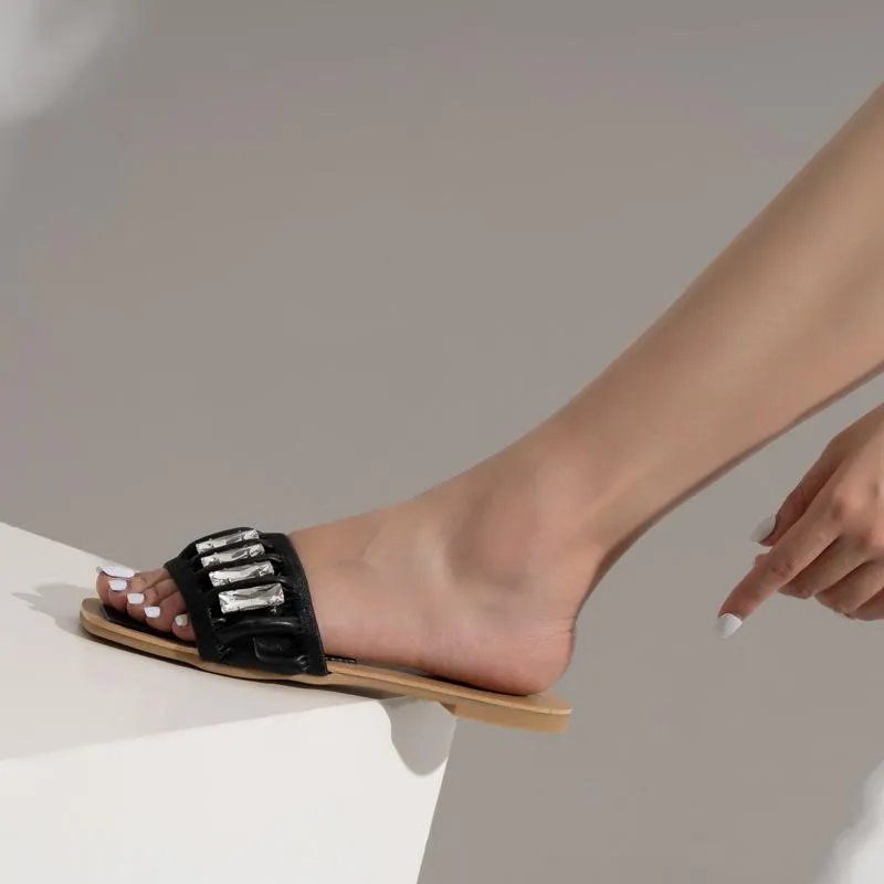 Rhinestone Leisure Flat Sandals