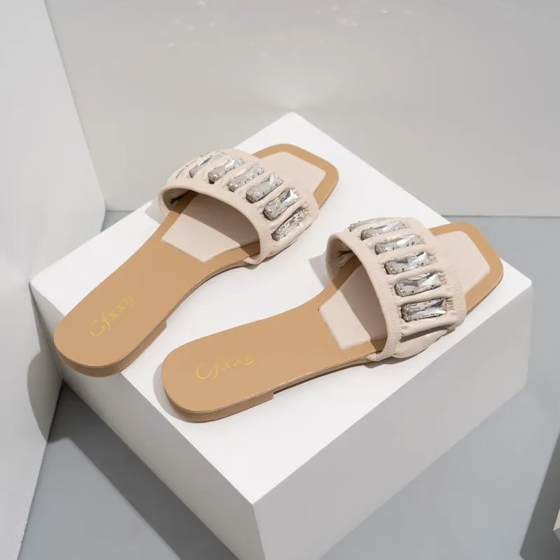 Rhinestone Leisure Flat Sandals