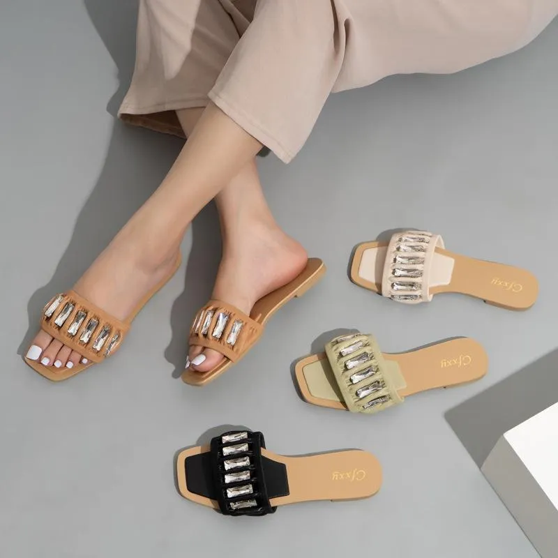 Rhinestone Leisure Flat Sandals