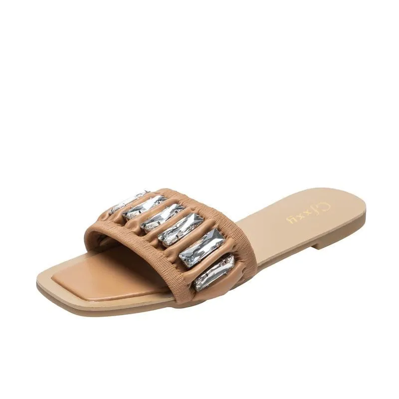 Rhinestone Leisure Flat Sandals