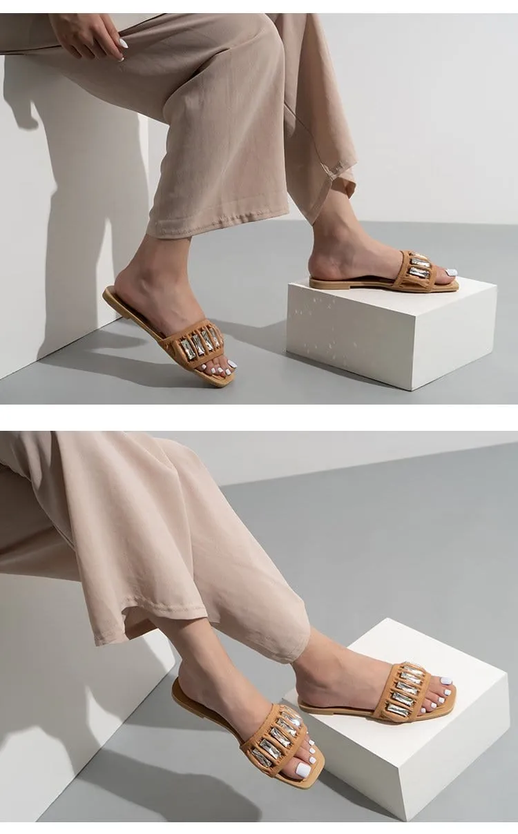 Rhinestone Leisure Flat Sandals