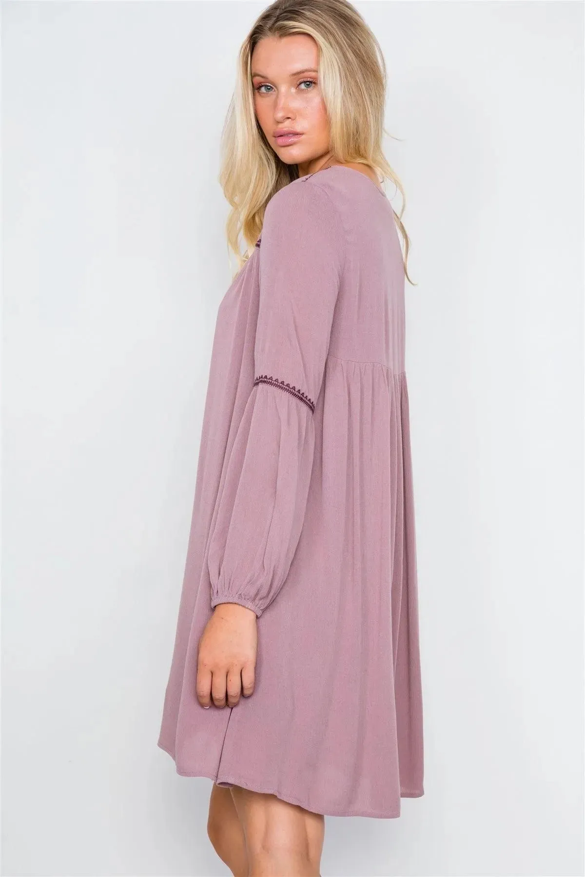 Ruby Violette Floral Embroidery Boho Dress