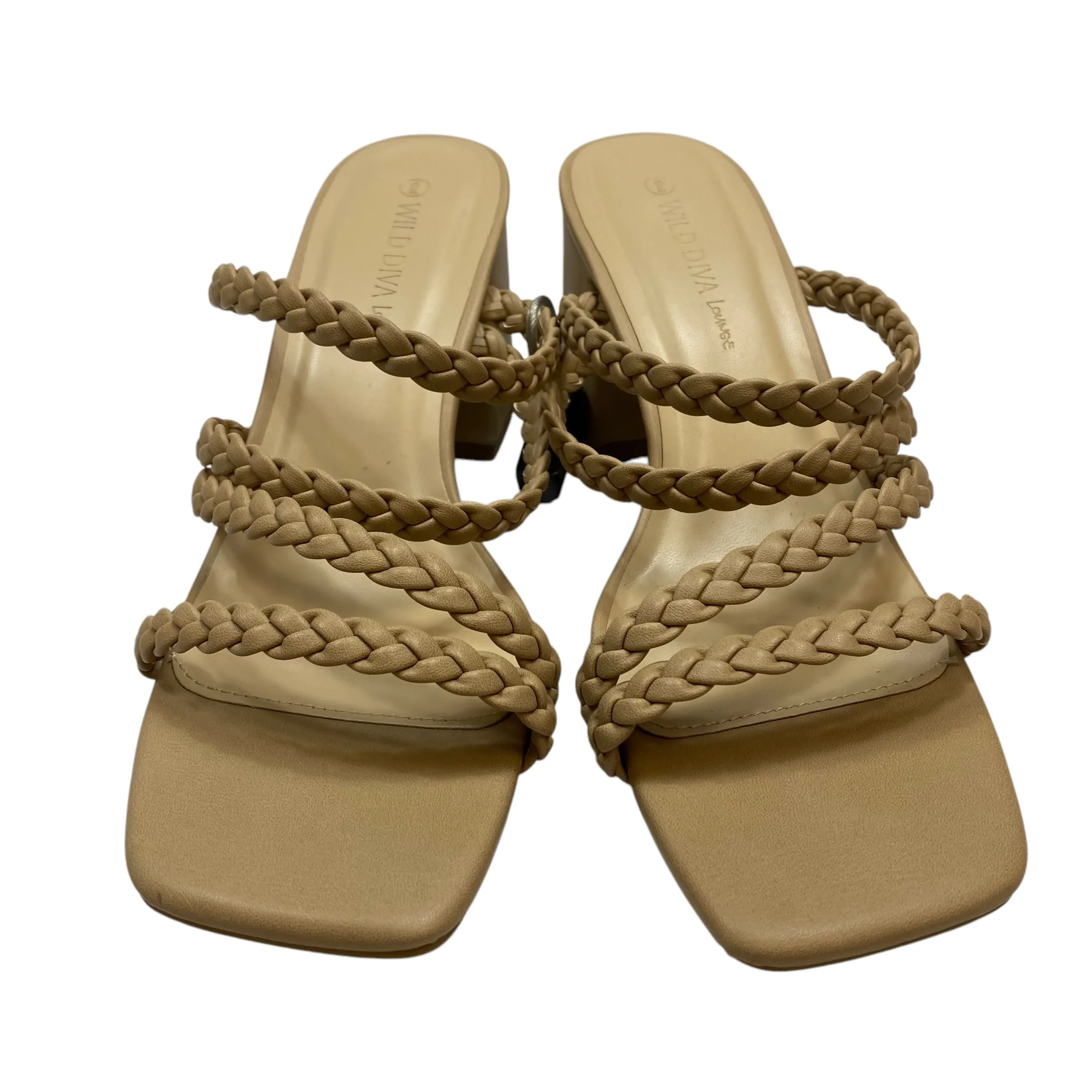 Sandals Heels Block By Wild Diva In Tan, Size: 9