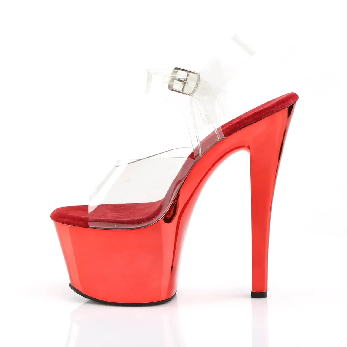 SKY-308 Red & Clear Ankle Peep Toe High Heel