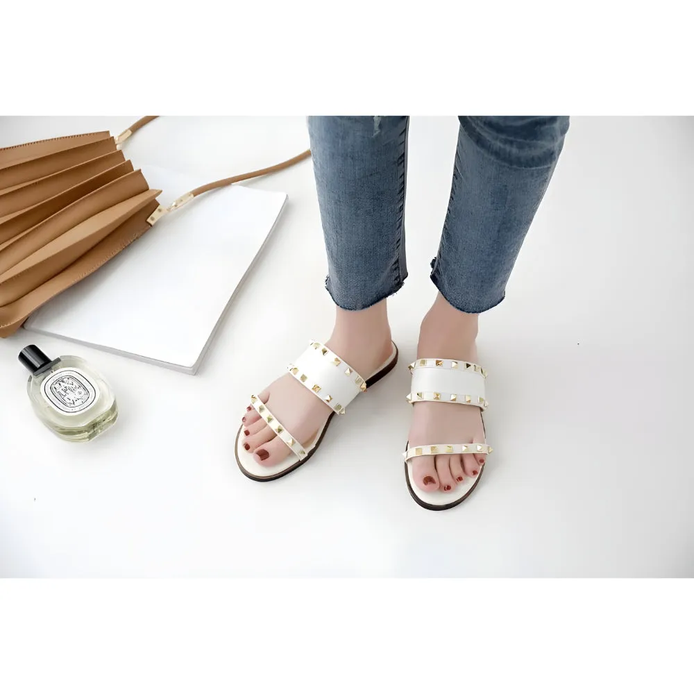 Solid Flat Rivet Women's Slippers