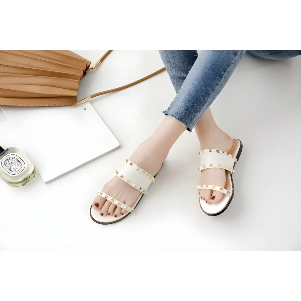 Solid Flat Rivet Women's Slippers