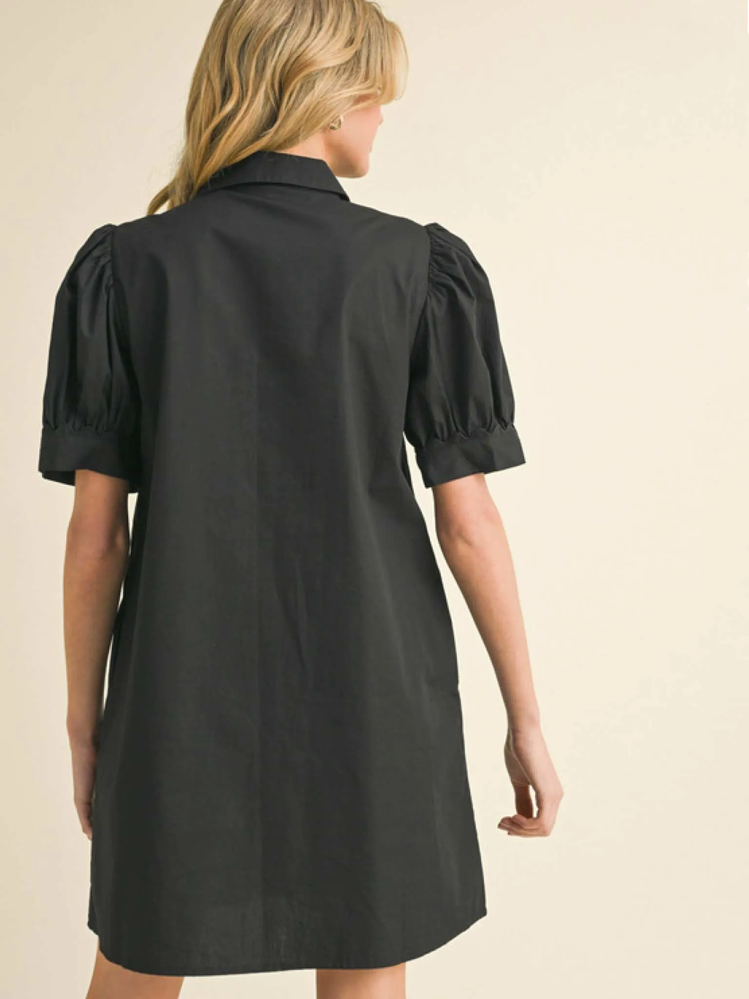 Solid Shirt Dress with Swirl Trim