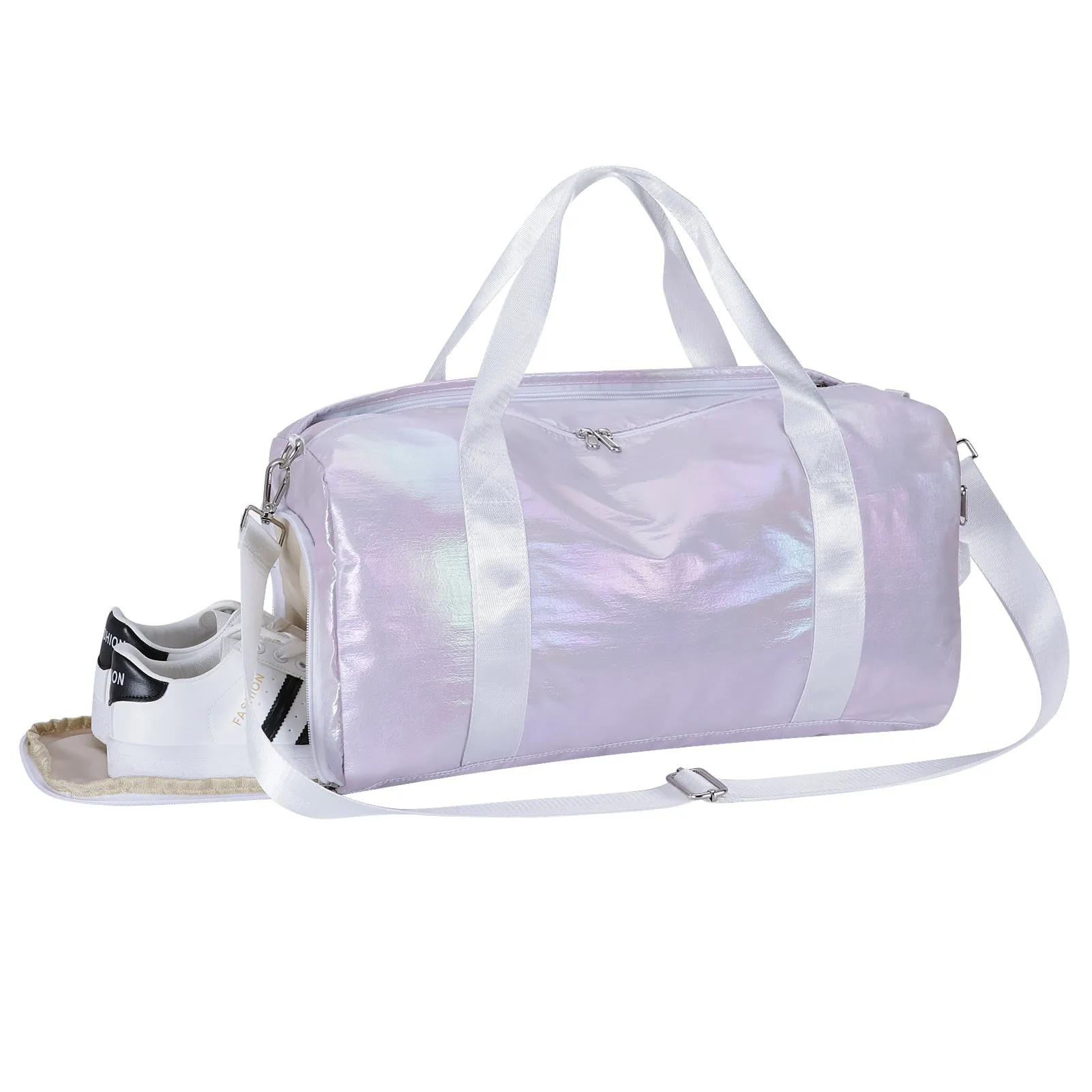 Sport Duffle Bag with Shoe Compartment & Wet Pocket, Weekender Overnight Bag
