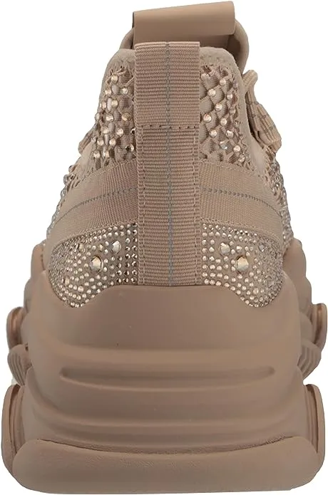 Steve Madden Phantom Tan Lace Up Stretchy Embellished Low Top Fashion Sneakers