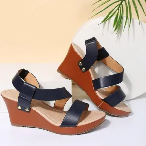Summer Women Solid Leather Peep Toe Slip Sandal