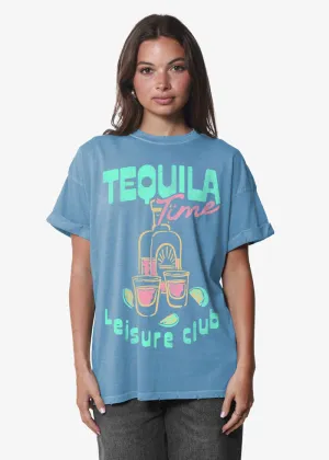 Tequila Time Boyfriend Tee - Denim Blue | Girl Dangerous