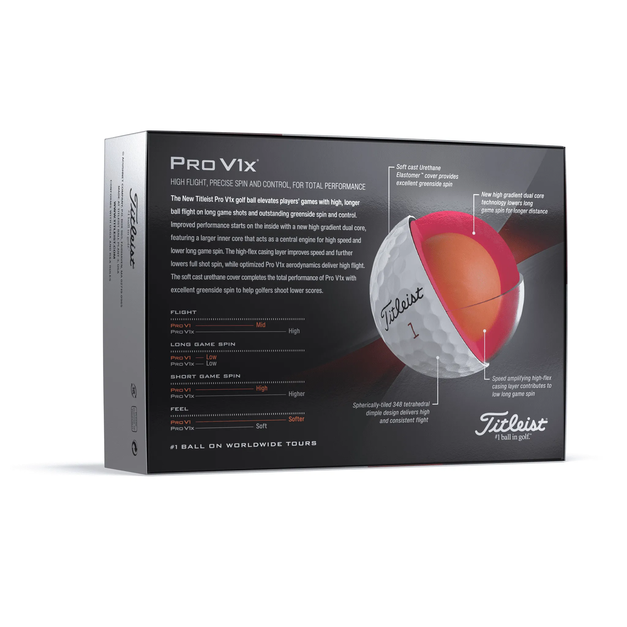 Titleist 2023 Pro V1x Golf Balls, 12 Pack, White