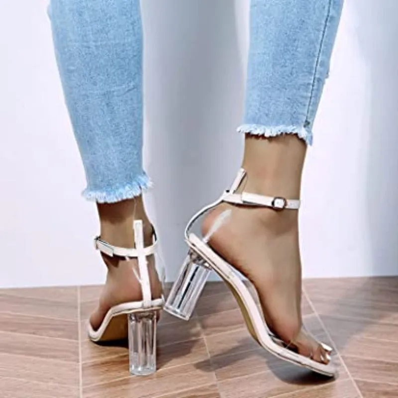 Transparent Sandals With Crystal High Heels