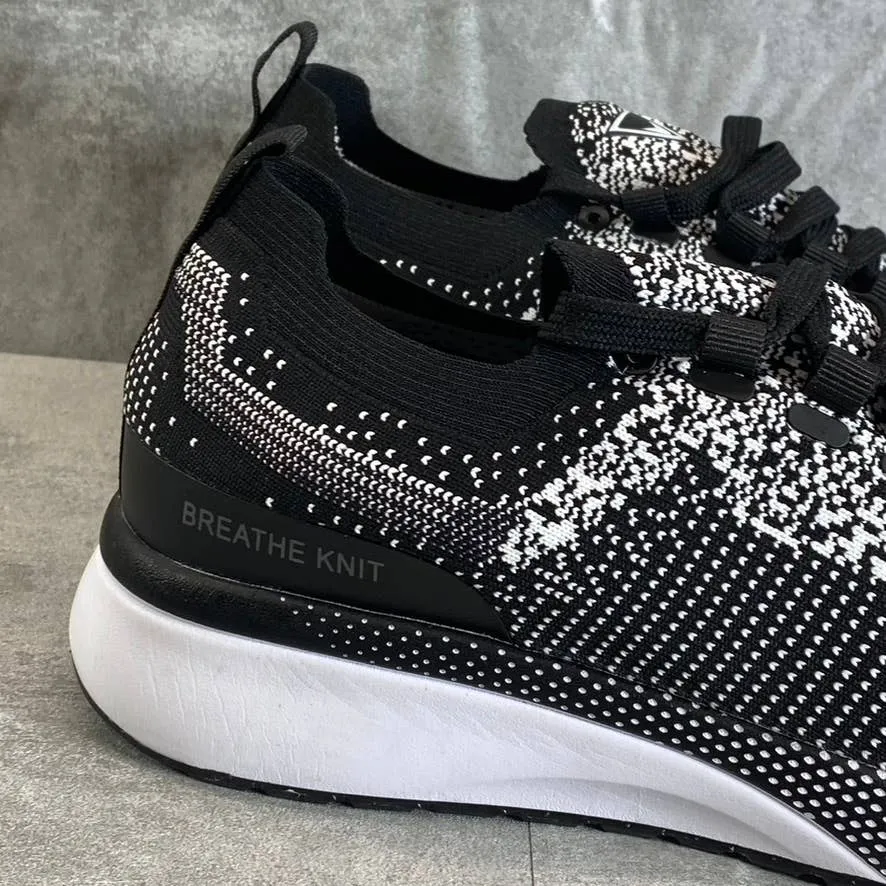 VANCE CO. Men's Black-White Rush Casual Knit Lace-Up Walking Sneakers SZ 11