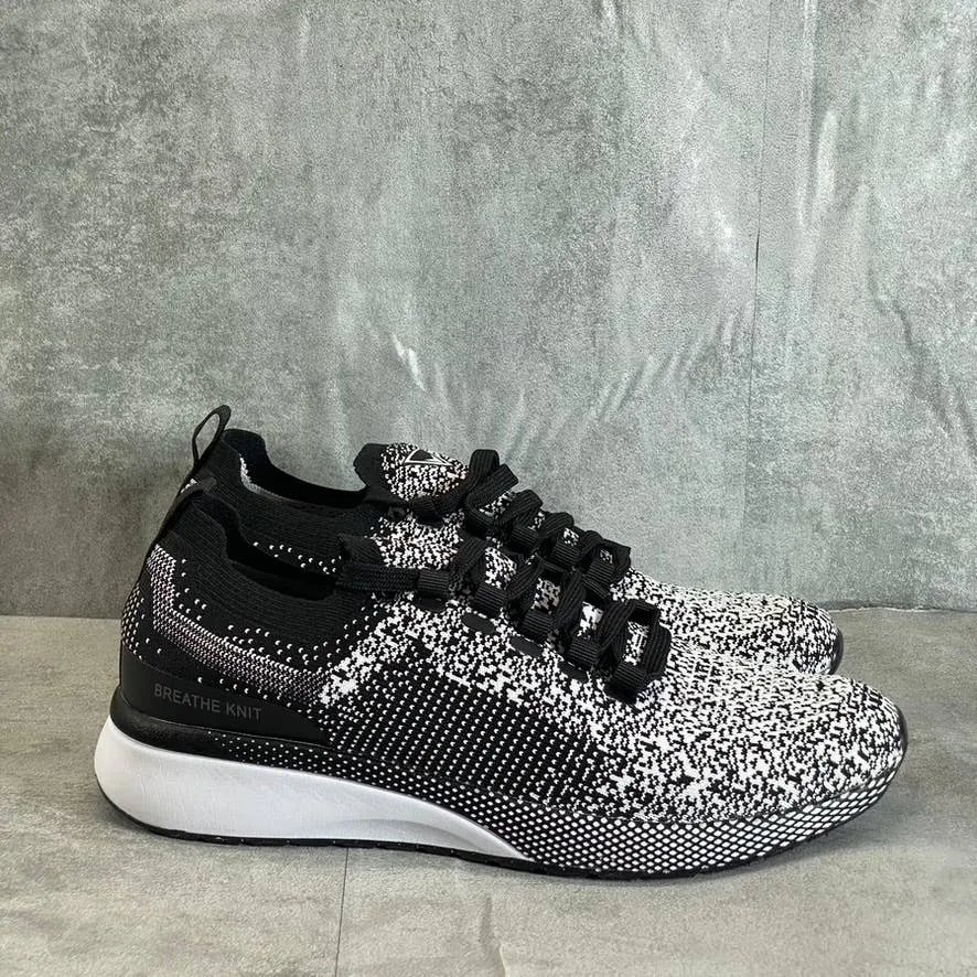 VANCE CO. Men's Black-White Rush Casual Knit Lace-Up Walking Sneakers SZ 11