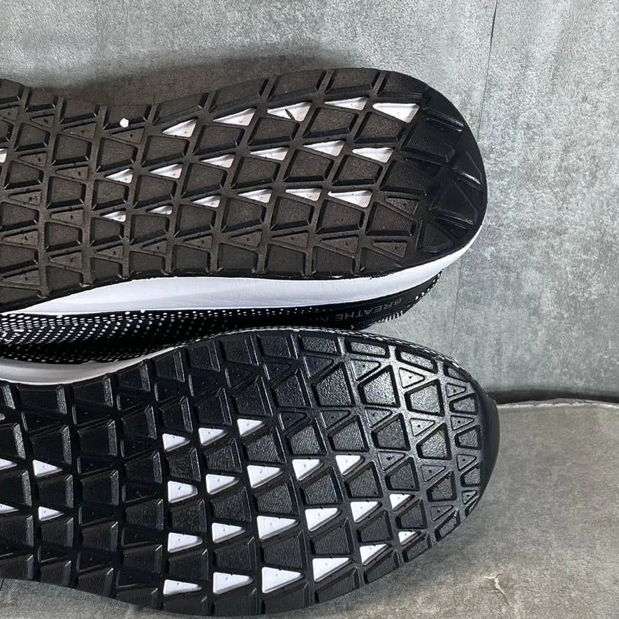 VANCE CO. Men's Black-White Rush Casual Knit Lace-Up Walking Sneakers SZ 11