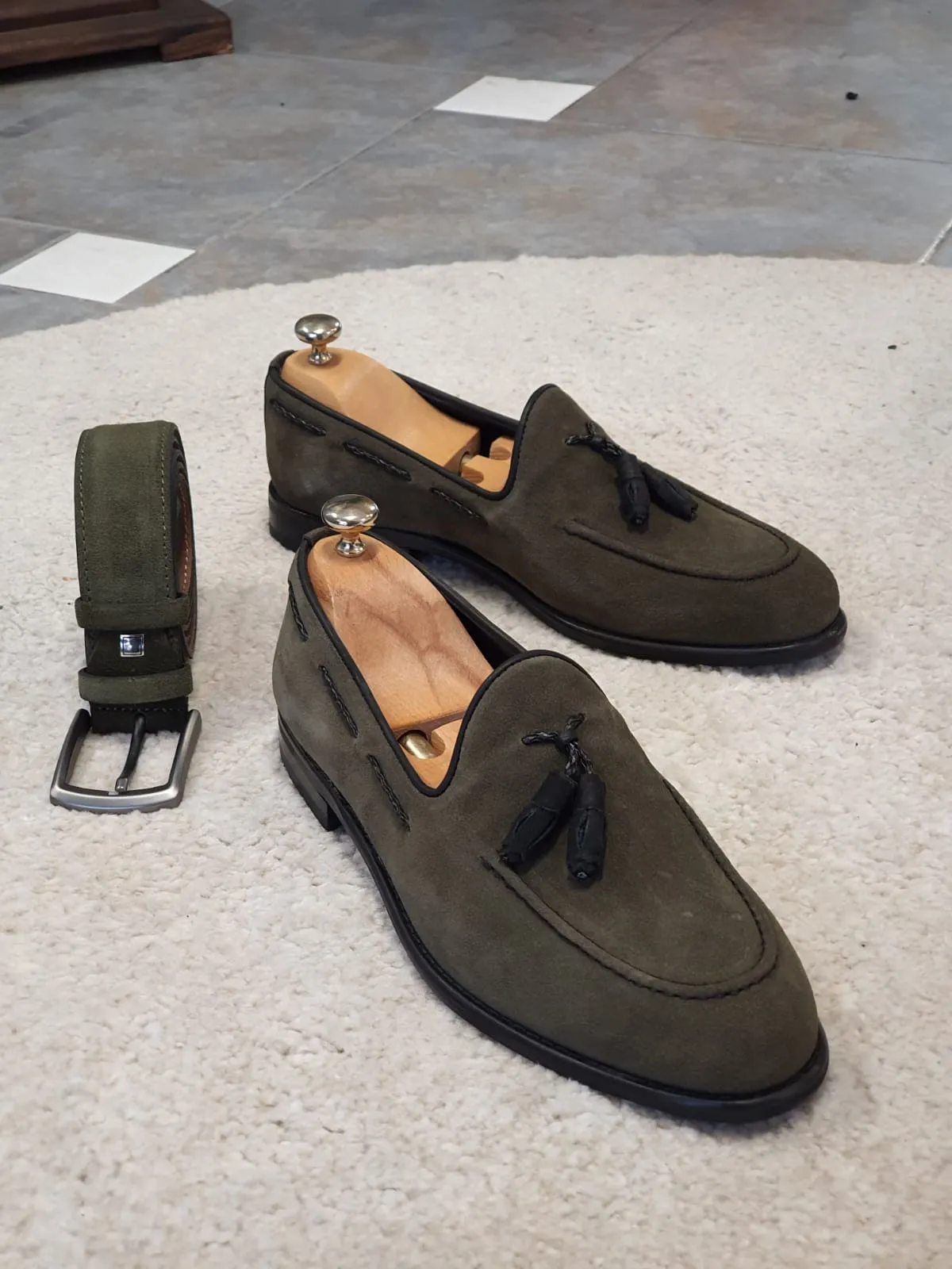 Vince Sardinelli Special Edition Khaki Suede Shoes