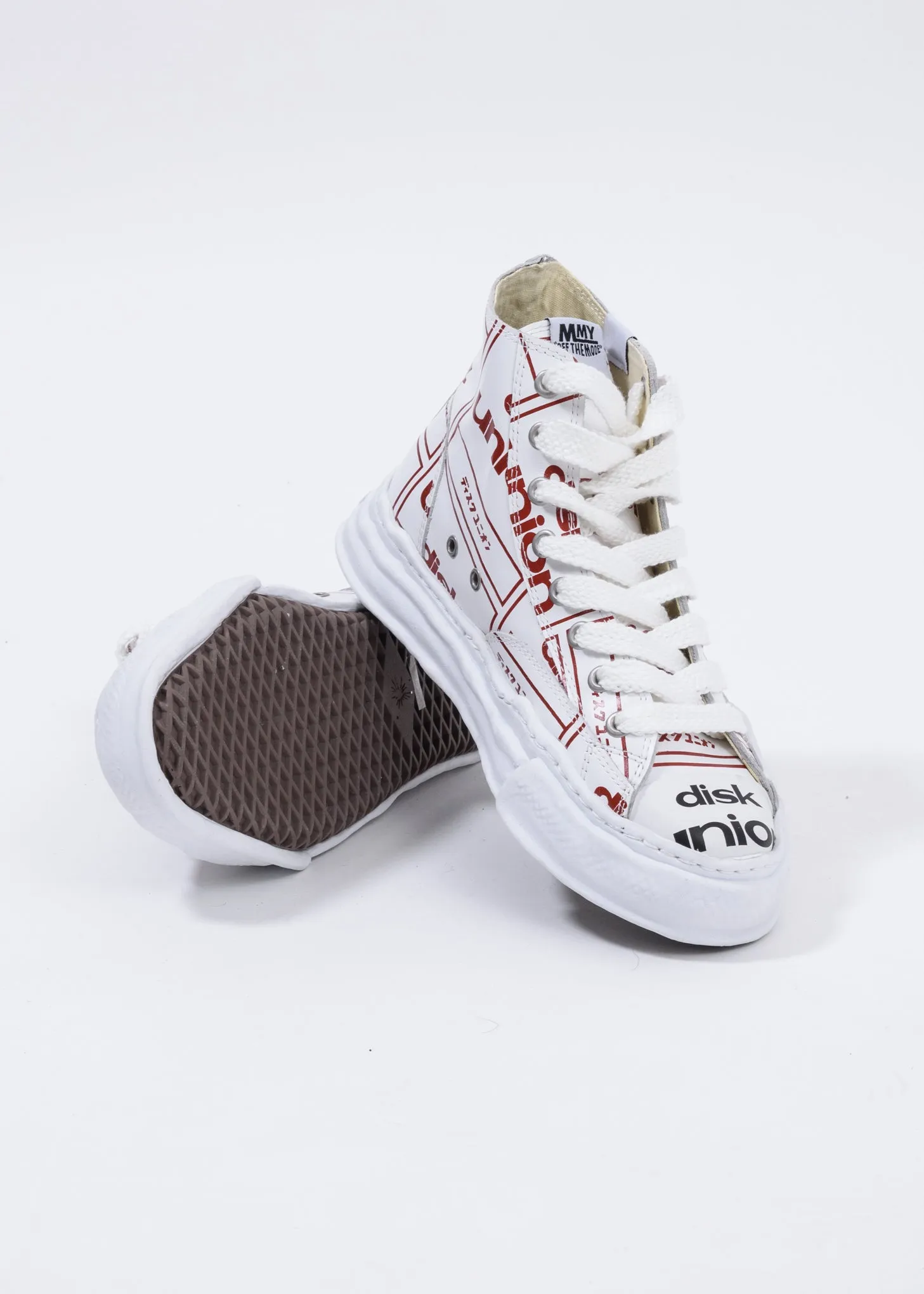 White Disk Union Printed Original Sole High Top Sneaker