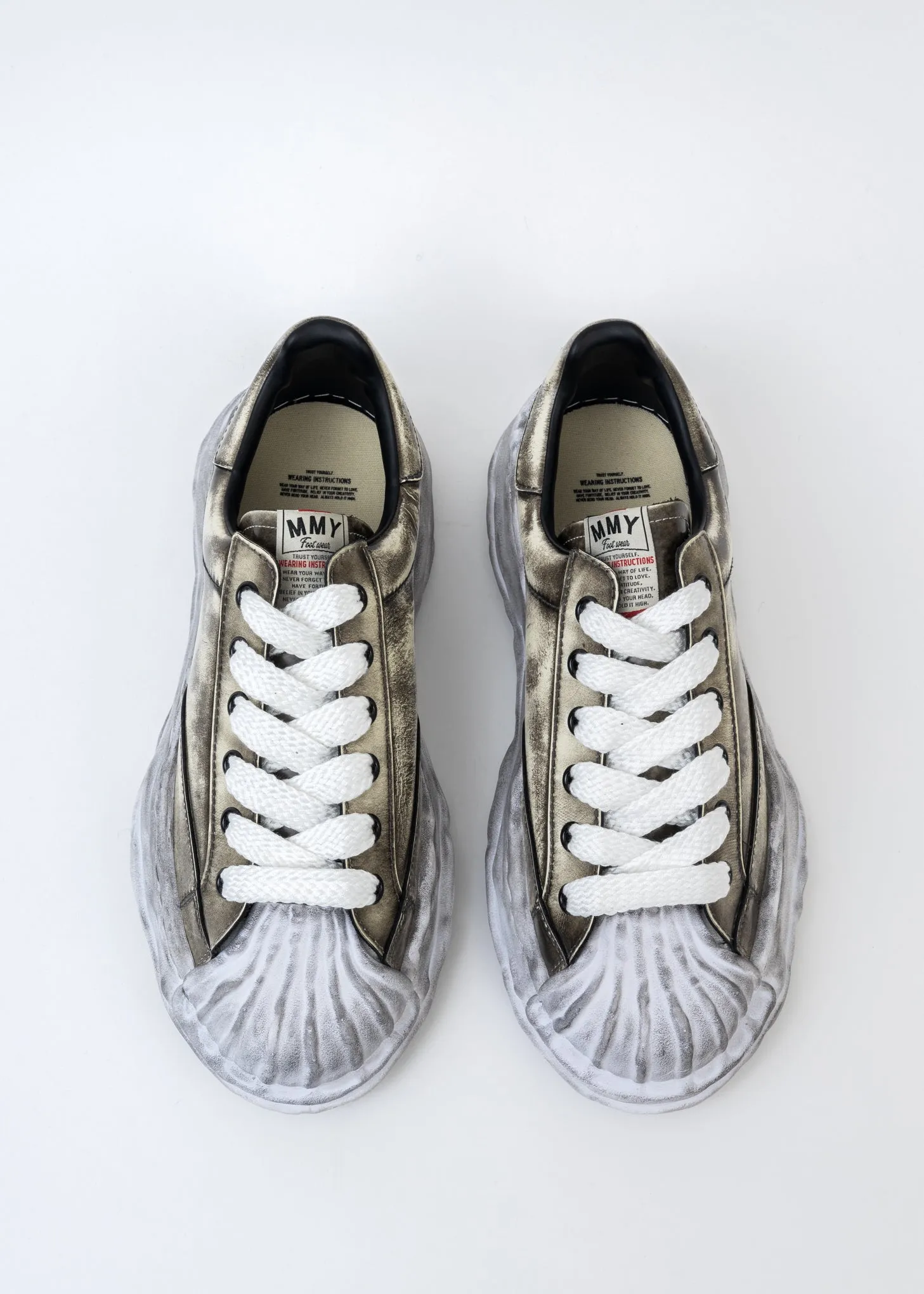 White OG Sole Brushed Patent Leather Sneaker (BLAKEY LOW)