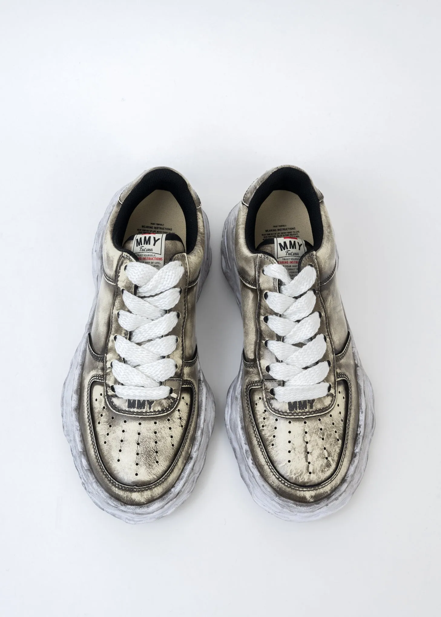 White OG Sole Brushed Patent Leather Sneaker (WAYNE LOW)