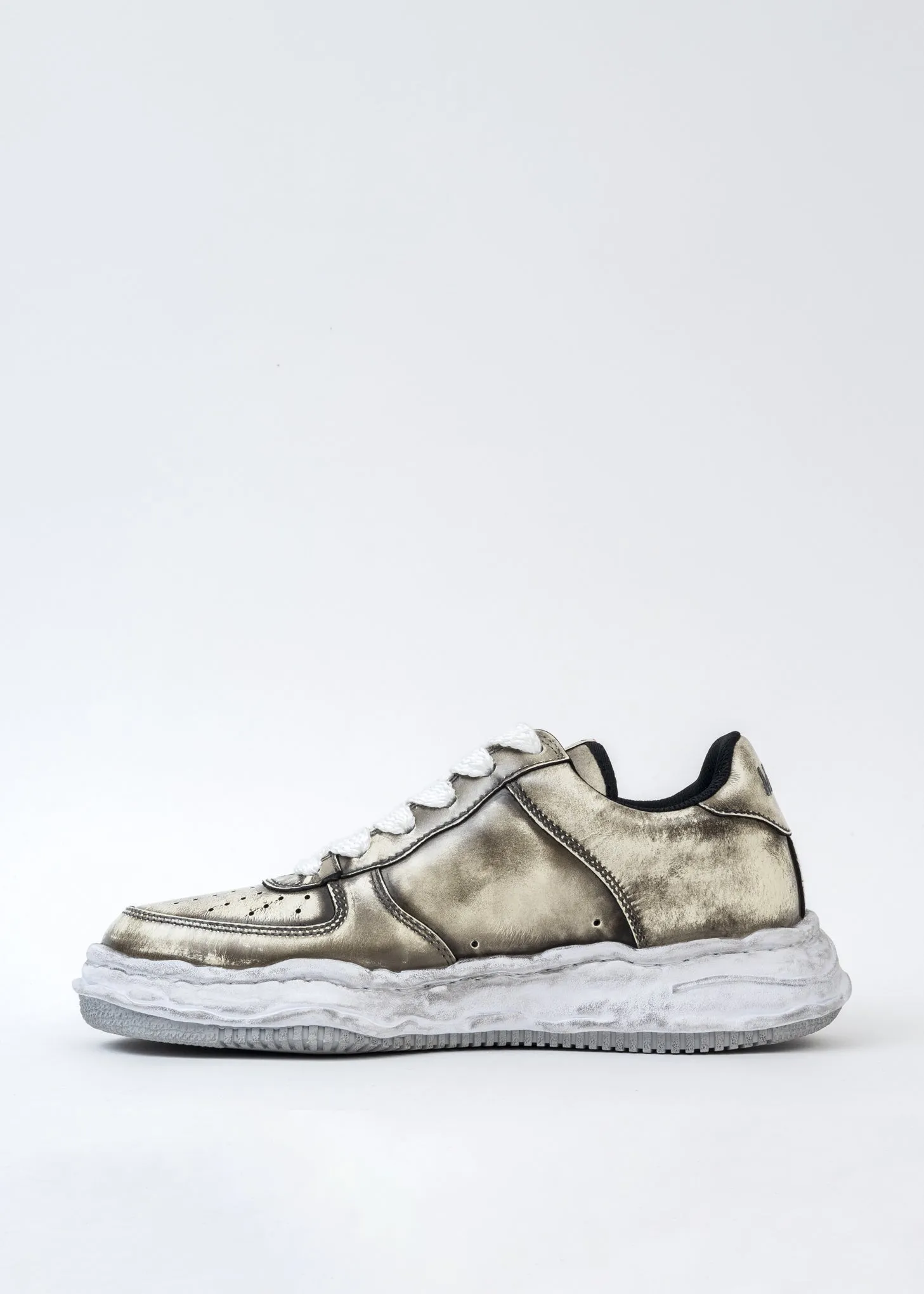 White OG Sole Brushed Patent Leather Sneaker (WAYNE LOW)