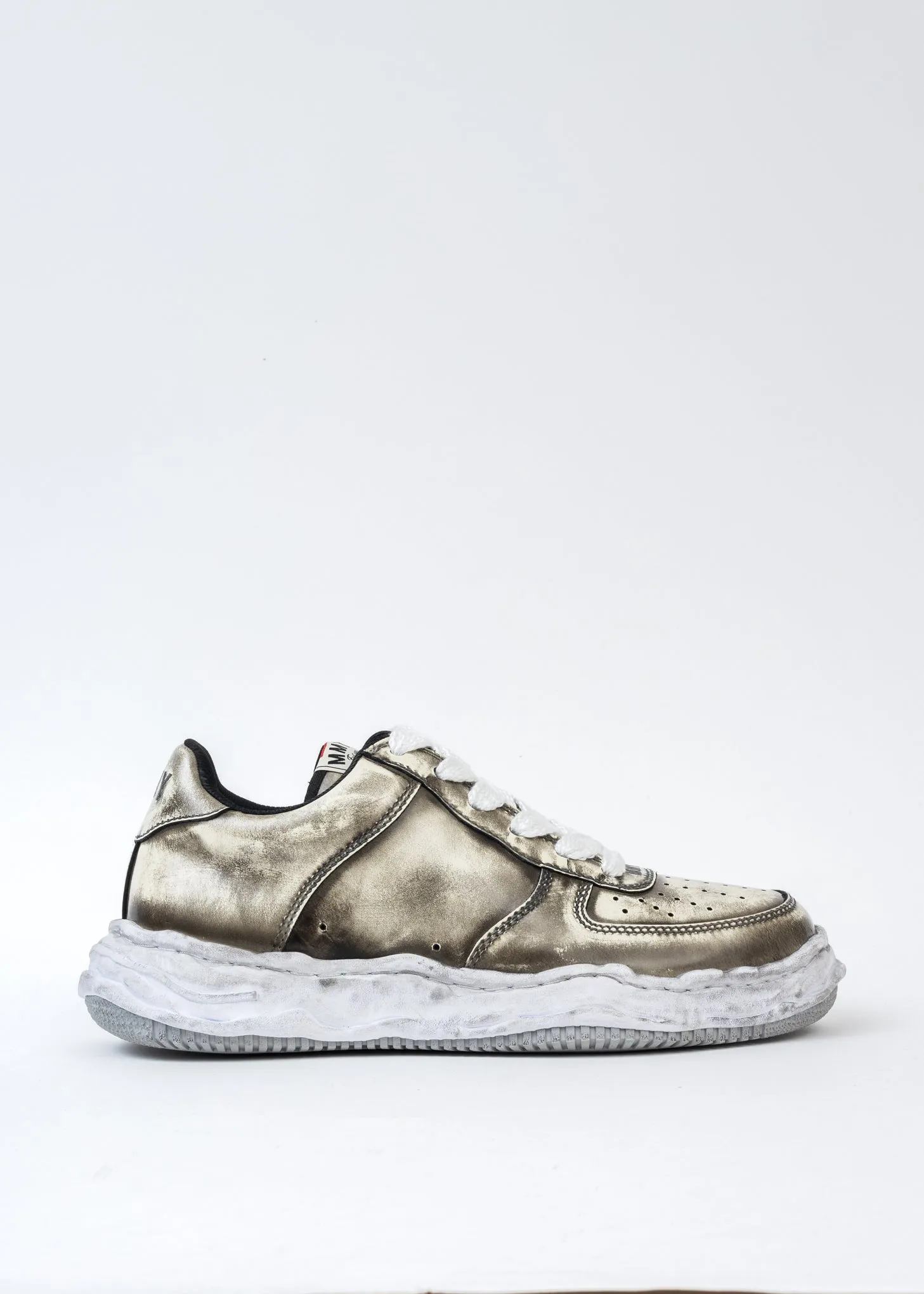 White OG Sole Brushed Patent Leather Sneaker (WAYNE LOW)