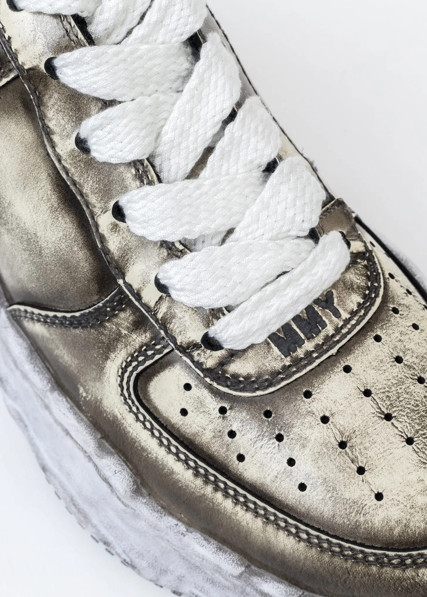 White OG Sole Brushed Patent Leather Sneaker (WAYNE LOW)