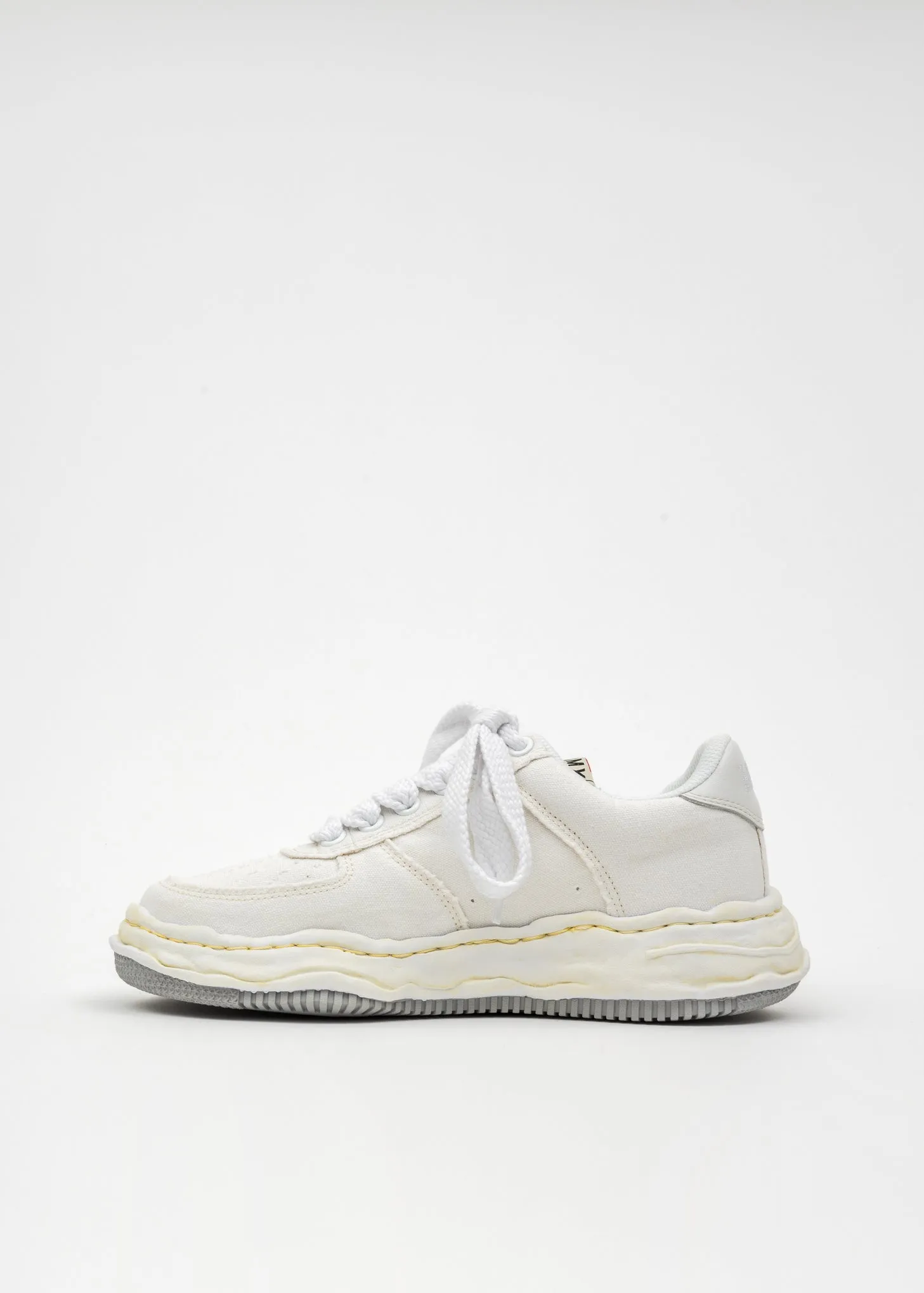 White OG Sole Washed Canvas Low-Top Sneaker (WAYNE LOW)