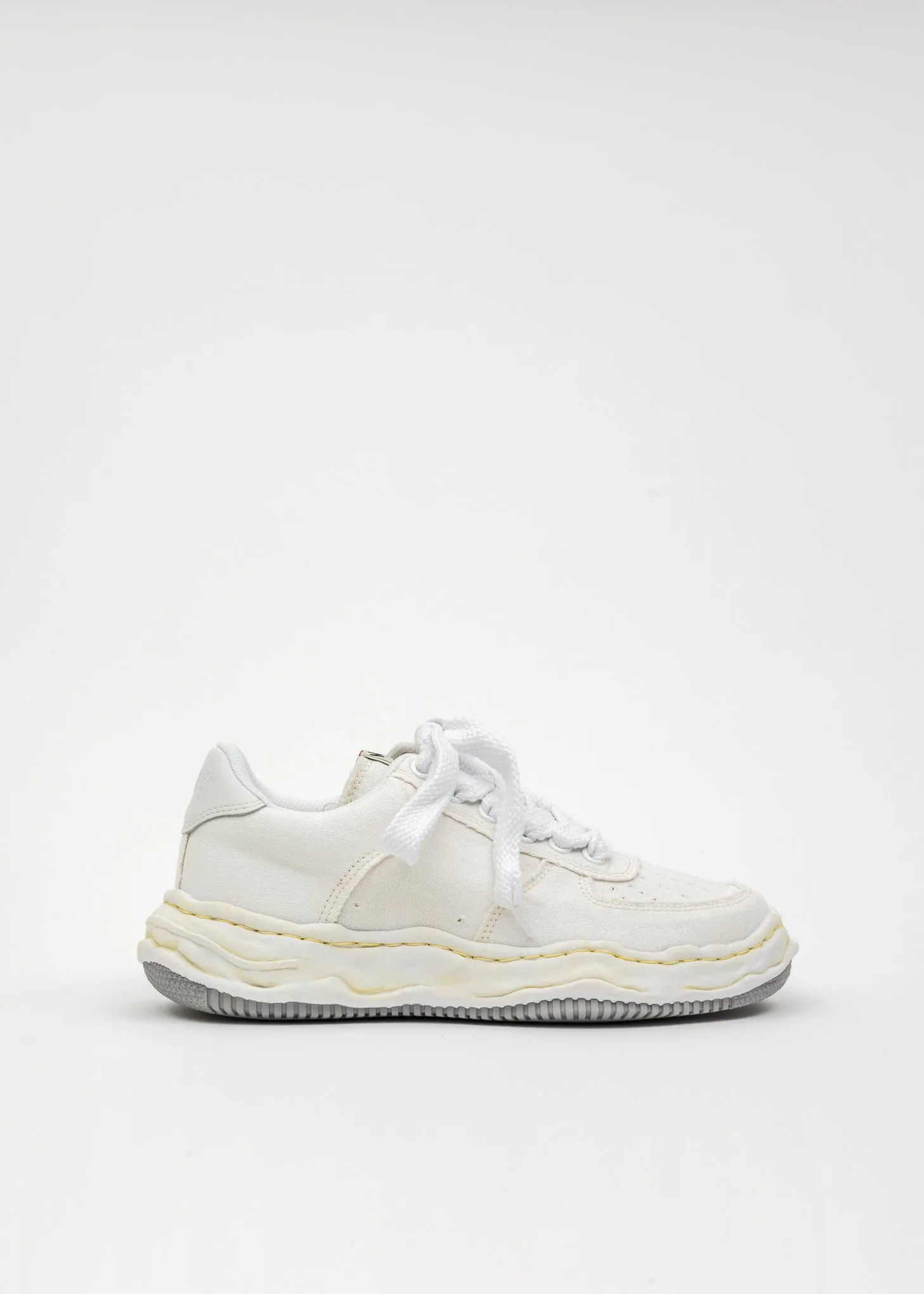 White OG Sole Washed Canvas Low-Top Sneaker (WAYNE LOW)
