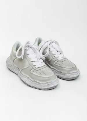 White Original Distressed Effect Sole Leather Sneaker (WAYNE LOW)