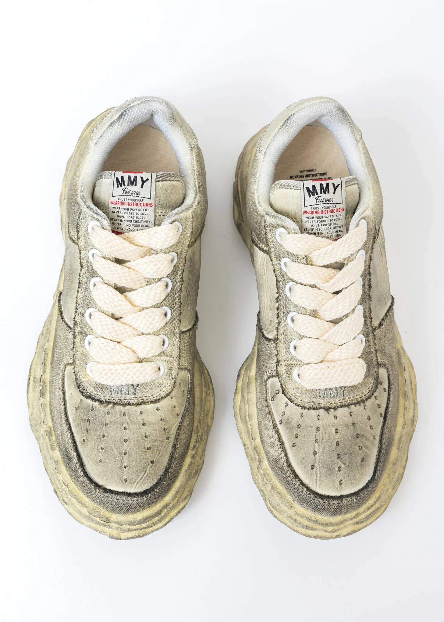 White Original Sole Mix Material Low-Top Sneaker (WAYNE LOW)
