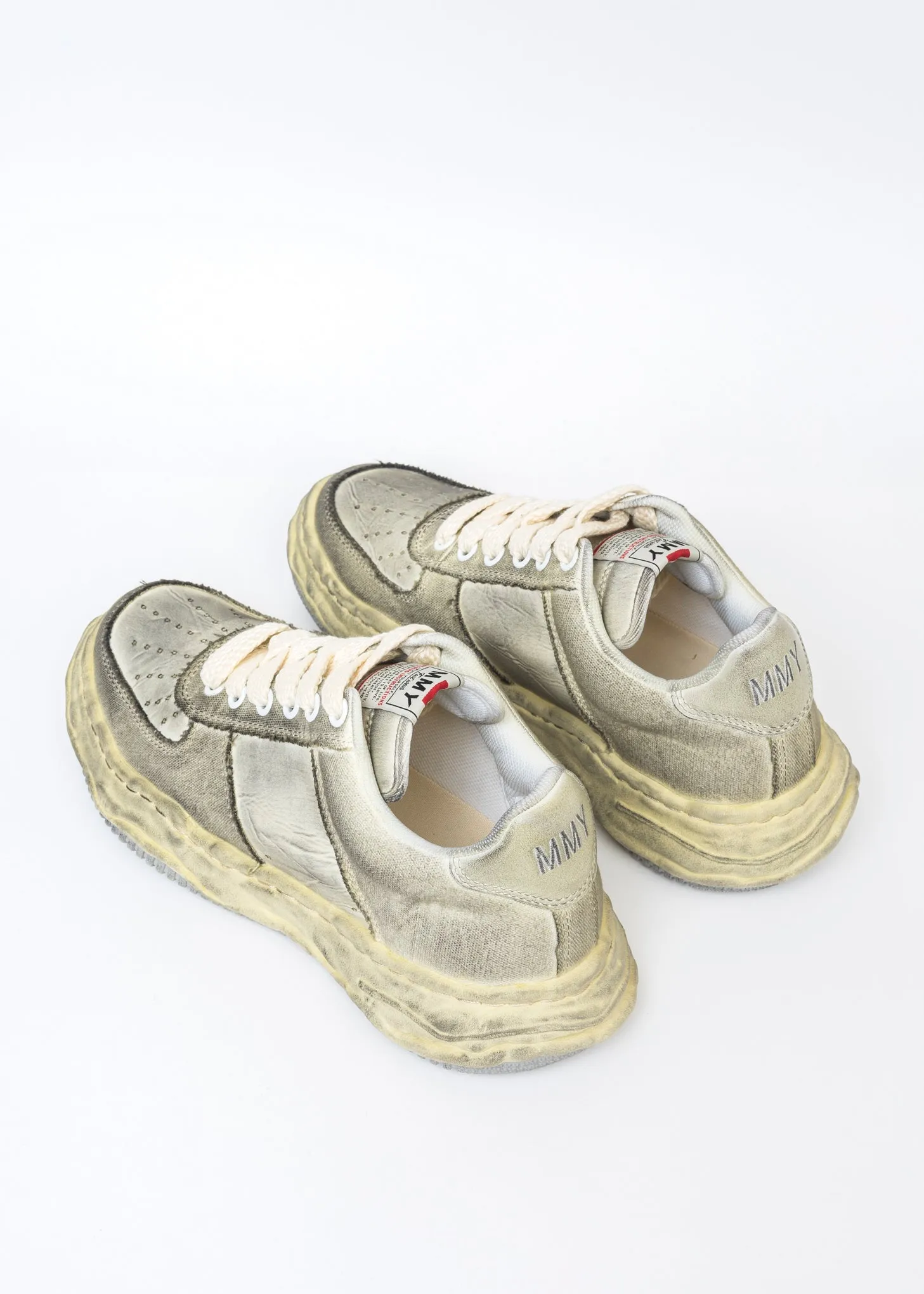 White Original Sole Mix Material Low-Top Sneaker (WAYNE LOW)
