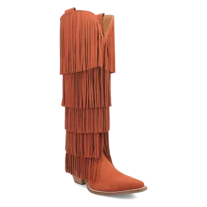 Wild Child Rust Suede Leather Fringe Boots (DS)