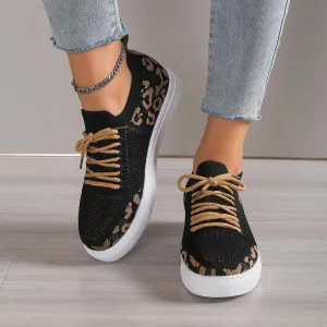 Wild Side Walk Lace-Up Leopard Flat Sneakers