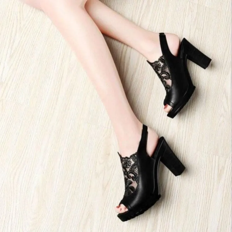 Women Peep Toe Sandals Mesh