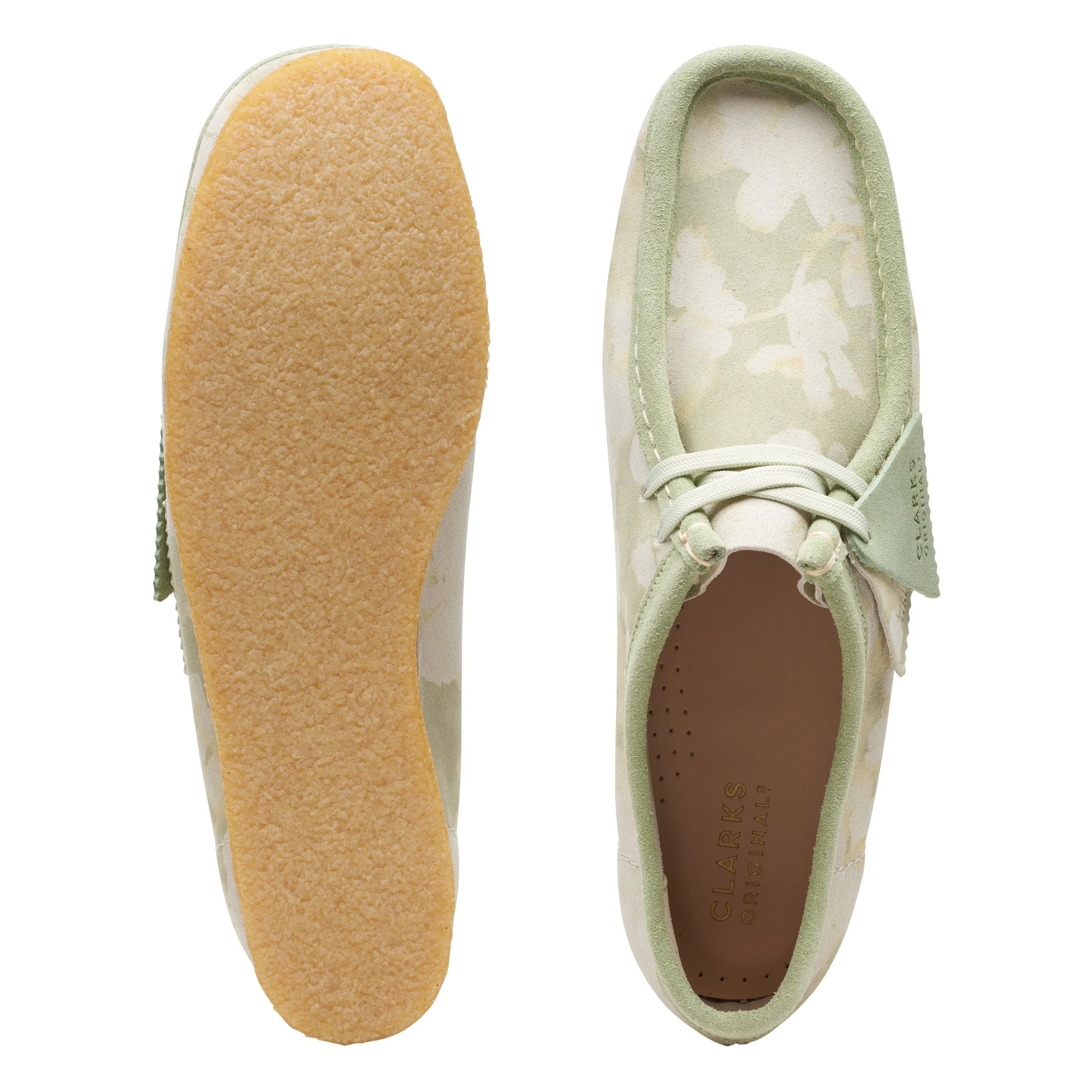 WOMEN’S CLARK ORIGINAL WALLABEE “MADE IN PORTUGAL” (GREEN FLORAL)