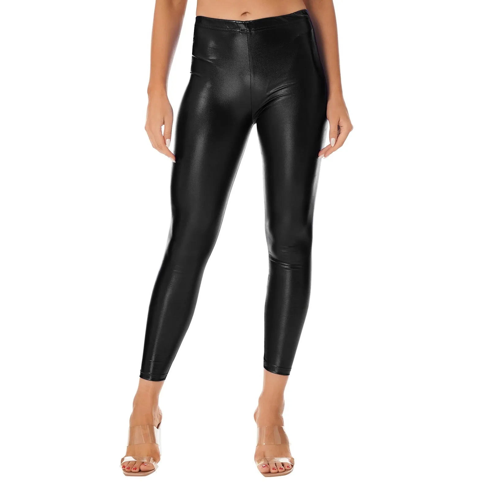 Women's Shiny Metallic Faux Leather  Leggings